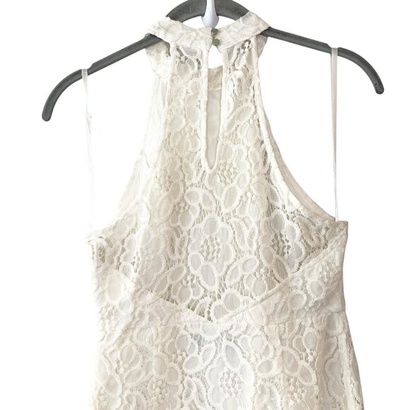 Abercrombie & Fitch Mini Halter Lace Dress Sorority Ivory Crochet Cutout A Line - Picture 4 of 7